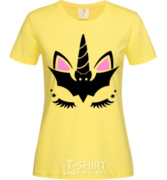 Женская футболка Bat unicorn Лимонный фото