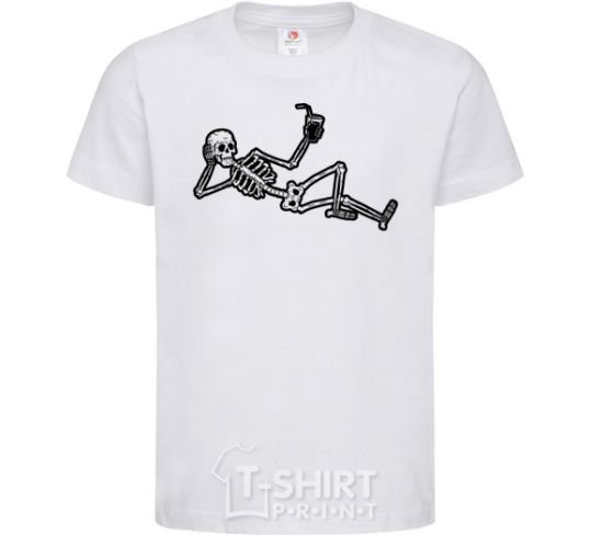 Kids T-shirt Skeleton chilling White фото