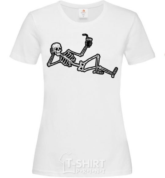Women's T-shirt Skeleton chilling White фото