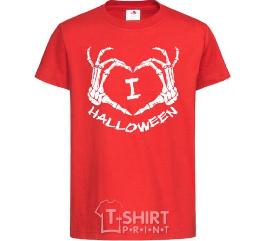 Kids T-shirt I love helloween red фото