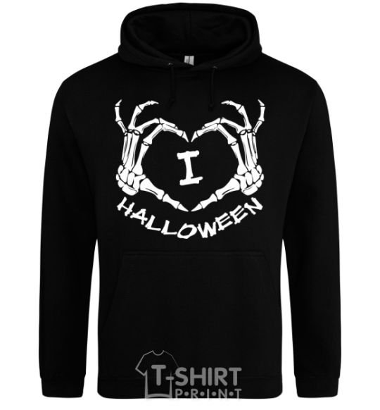 Men`s hoodie I love helloween black фото