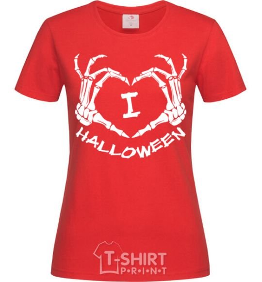 Women's T-shirt I love helloween red фото