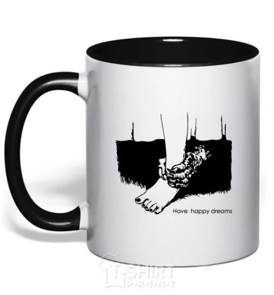 Mug with a colored handle Have happy dreams black фото