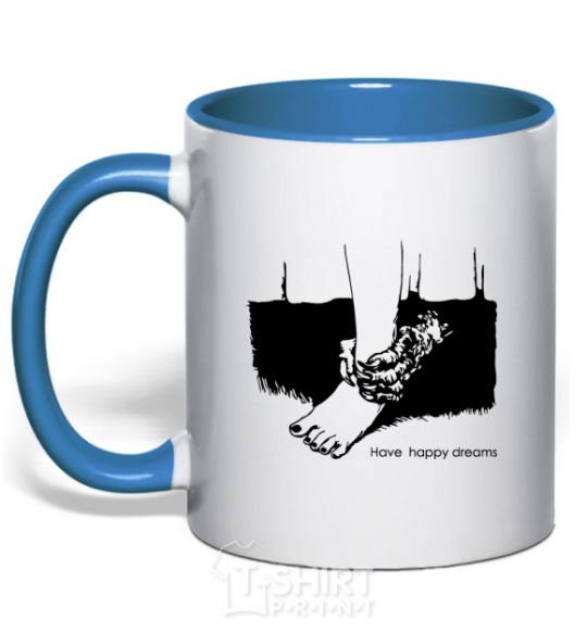 Mug with a colored handle Have happy dreams royal-blue фото