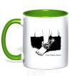 Mug with a colored handle Have happy dreams kelly-green фото