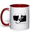 Mug with a colored handle Have happy dreams red фото