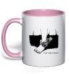 Mug with a colored handle Have happy dreams light-pink фото