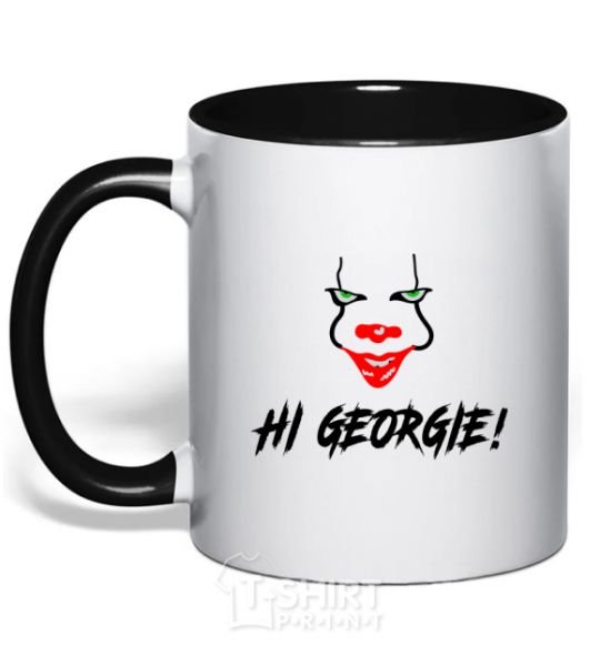 Mug with a colored handle Hi, Georgie! black фото