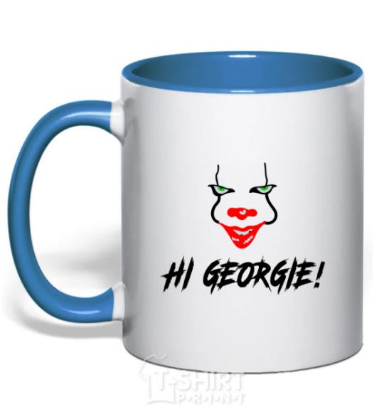 Mug with a colored handle Hi, Georgie! royal-blue фото