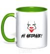 Mug with a colored handle Hi, Georgie! kelly-green фото