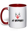 Mug with a colored handle Hi, Georgie! red фото