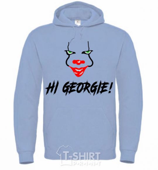 Men`s hoodie Hi, Georgie! sky-blue фото