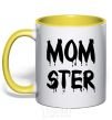 Mug with a colored handle Momster yellow фото