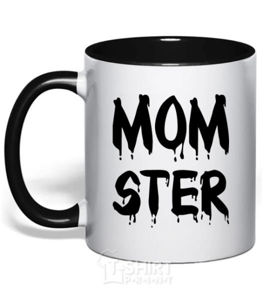 Mug with a colored handle Momster black фото