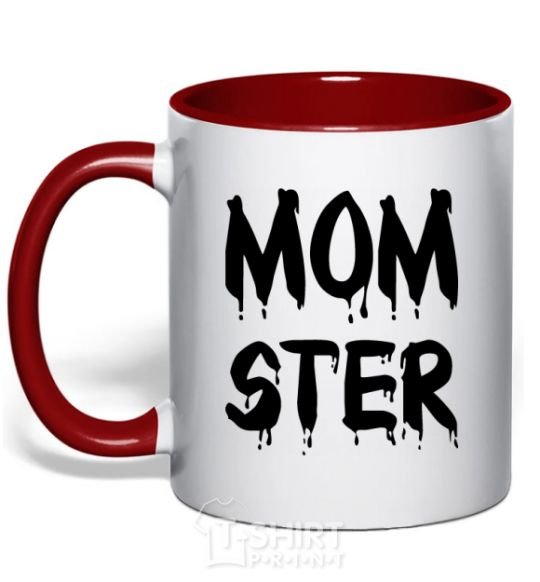 Mug with a colored handle Momster red фото