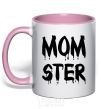 Mug with a colored handle Momster light-pink фото