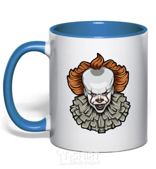Mug with a colored handle It's clown royal-blue фото