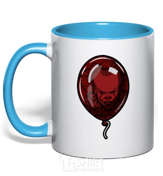 Mug with a colored handle It's balloon sky-blue фото