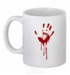 Ceramic mug Bloody palm White фото