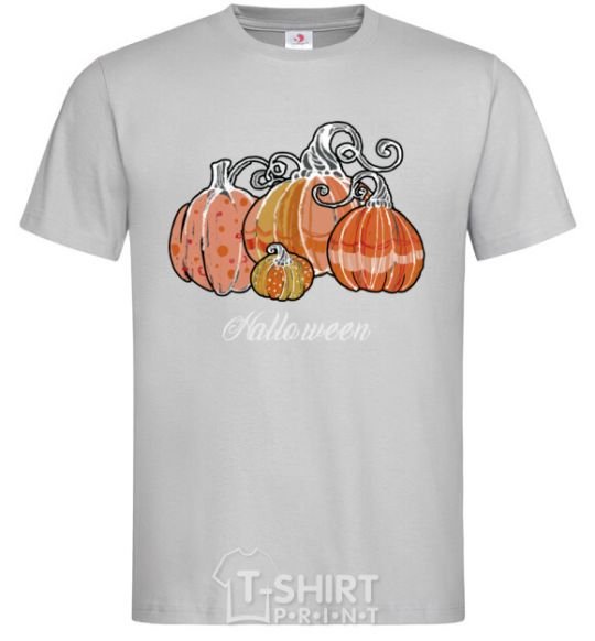 Men's T-Shirt Four pumpkins grey фото