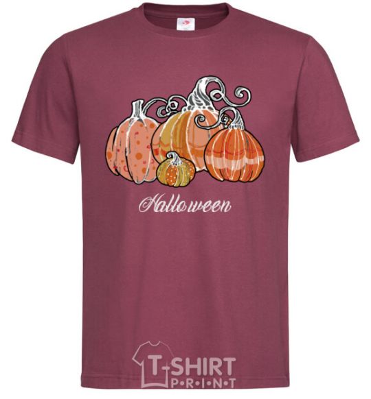 Men's T-Shirt Four pumpkins burgundy фото