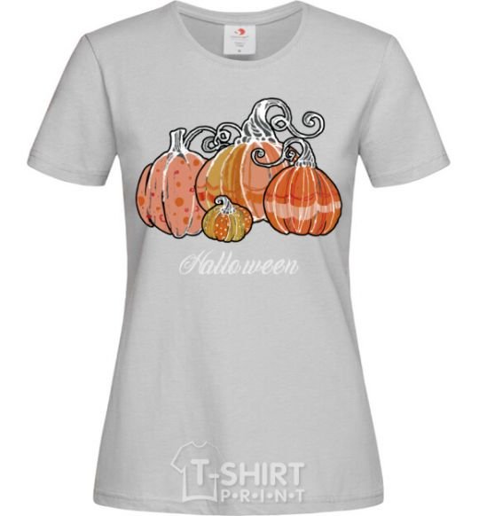 Women's T-shirt Four pumpkins grey фото