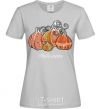 Women's T-shirt Four pumpkins grey фото