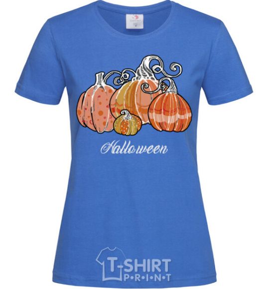 Women's T-shirt Four pumpkins royal-blue фото