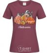 Women's T-shirt Four pumpkins burgundy фото