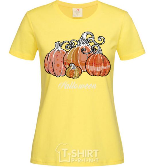 Women's T-shirt Four pumpkins cornsilk фото