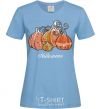 Women's T-shirt Four pumpkins sky-blue фото