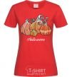 Women's T-shirt Four pumpkins red фото