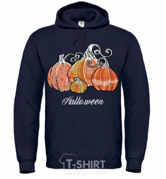 Men`s hoodie Four pumpkins navy-blue фото