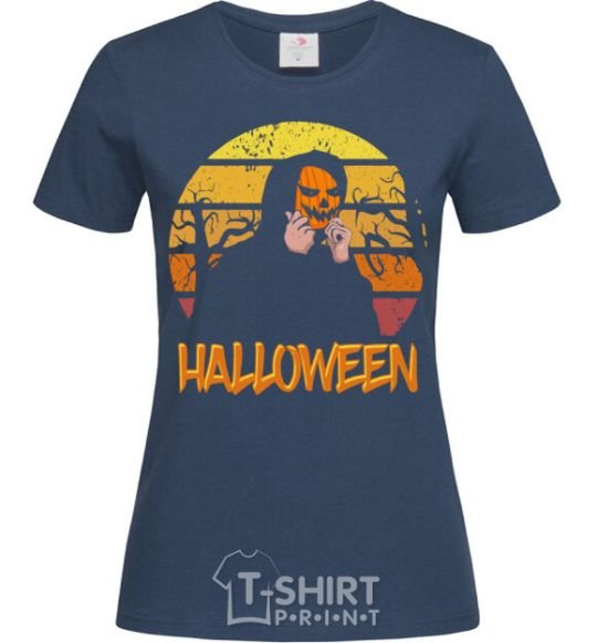 Women's T-shirt Human pumpkin navy-blue фото
