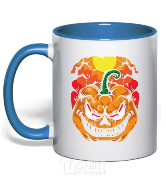 Mug with a colored handle A lousy pumpkin royal-blue фото