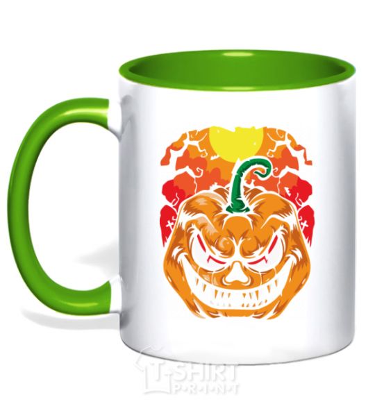 Mug with a colored handle A lousy pumpkin kelly-green фото