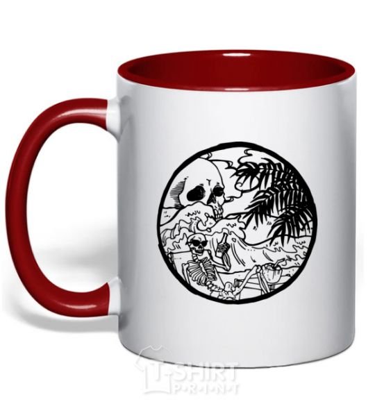 Mug with a colored handle Skeleton beachcomber red фото