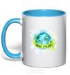 Mug with a colored handle Mother Earth day sky-blue фото