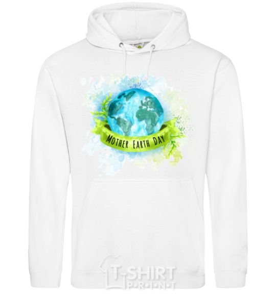 Men`s hoodie Mother Earth day White фото