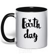 Mug with a colored handle Earth Day black фото