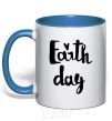 Mug with a colored handle Earth Day royal-blue фото