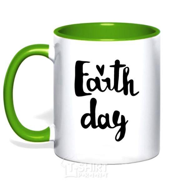 Mug with a colored handle Earth Day kelly-green фото