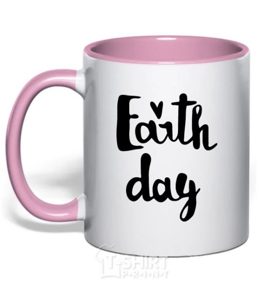 Mug with a colored handle Earth Day light-pink фото