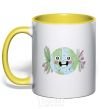 Mug with a colored handle Fun Earth Daу yellow фото