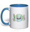 Mug with a colored handle Fun Earth Daу royal-blue фото