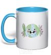 Mug with a colored handle Fun Earth Daу sky-blue фото