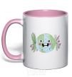 Mug with a colored handle Fun Earth Daу light-pink фото