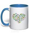 Mug with a colored handle Earth day heart royal-blue фото