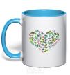 Mug with a colored handle Earth day heart sky-blue фото