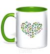 Mug with a colored handle Earth day heart kelly-green фото